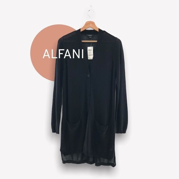 ‎alfani button front cardigan deep black small - Picture 1 of 11